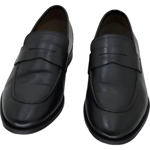 Thomas Vine Bishop Penny Loafers Black Leather Apron Toe Dress Shoes 10.5M - Picture 5 of 6